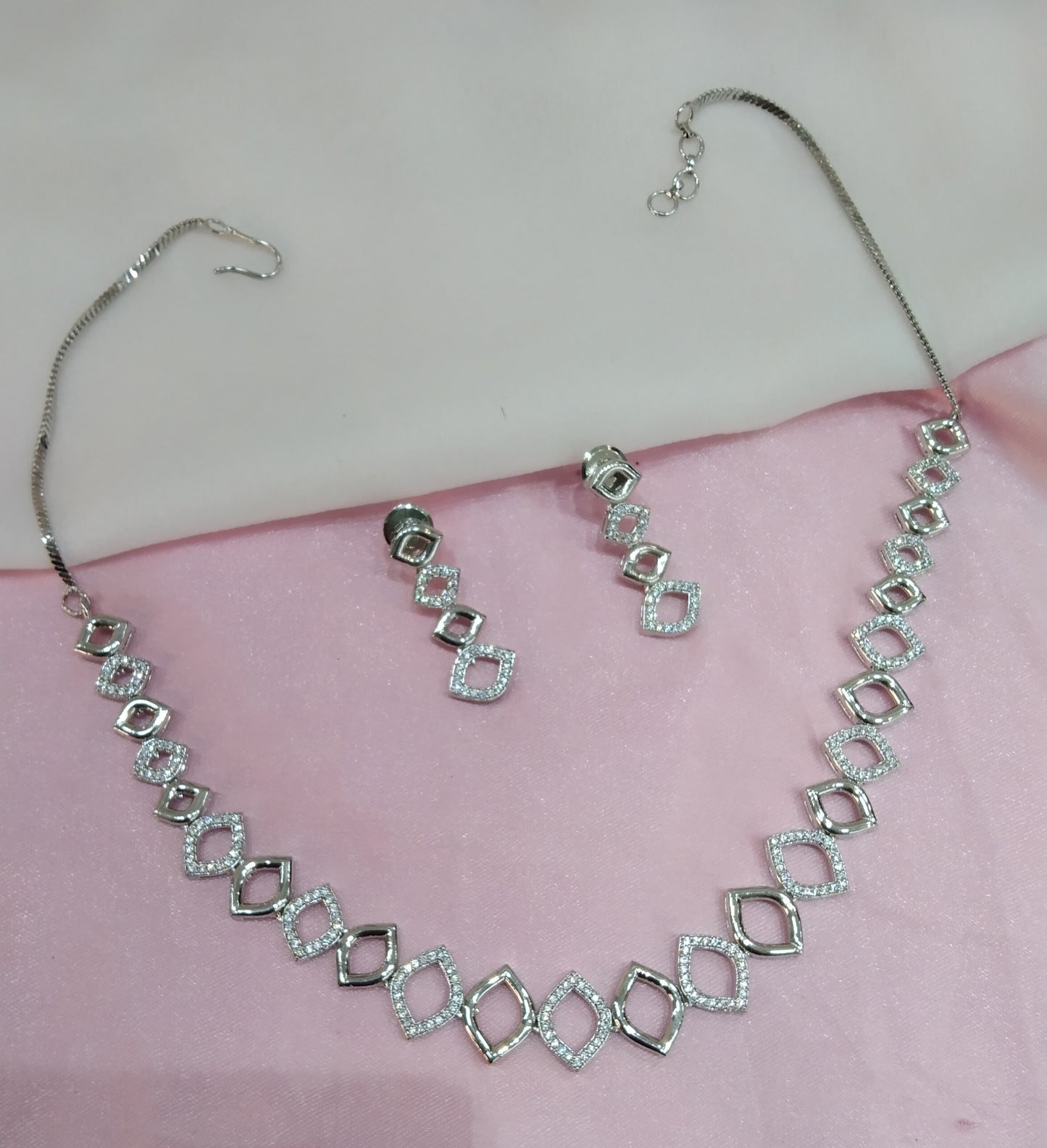 White Silver CZ Necklace Jewellery Bishan Set
