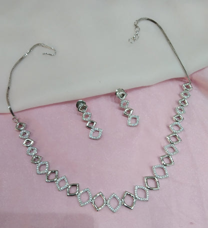 White Silver CZ Necklace Jewellery Bishan Set