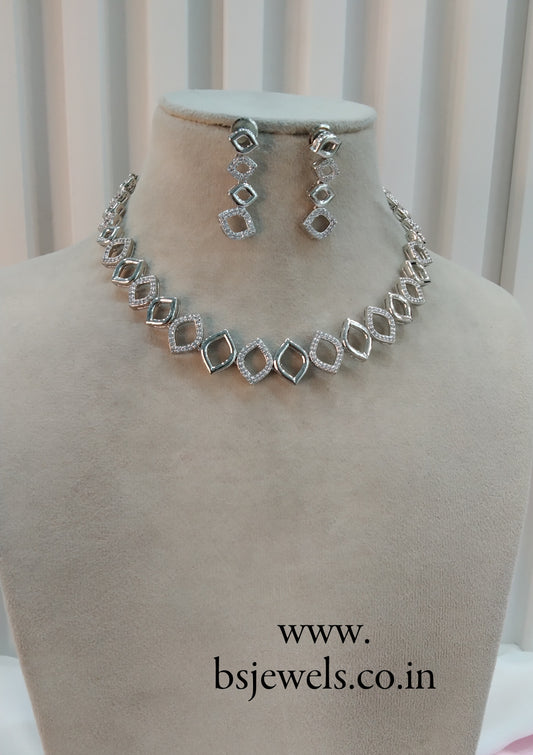 White Silver CZ Necklace Jewellery Bishan Set