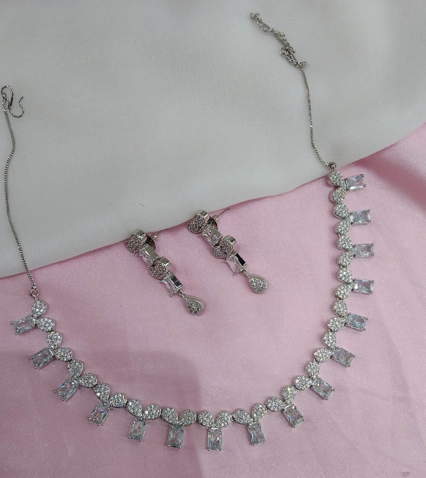 White Silver CZ Necklace Jewellery Bishan Set