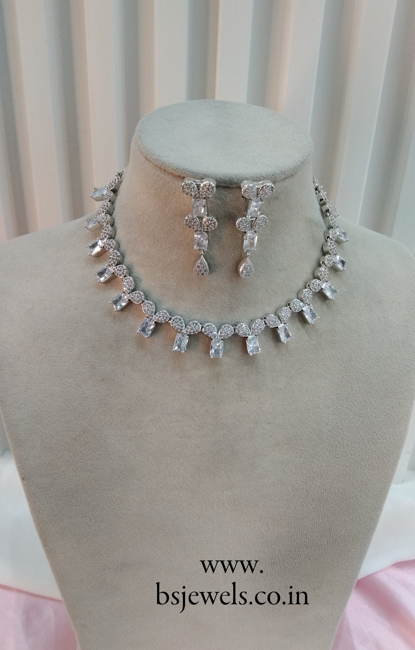 White Silver CZ Necklace Jewellery Bishan Set