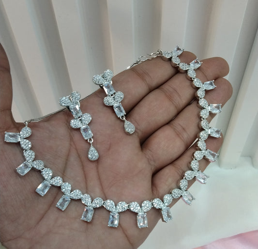 White Silver CZ Necklace Jewellery Bishan Set