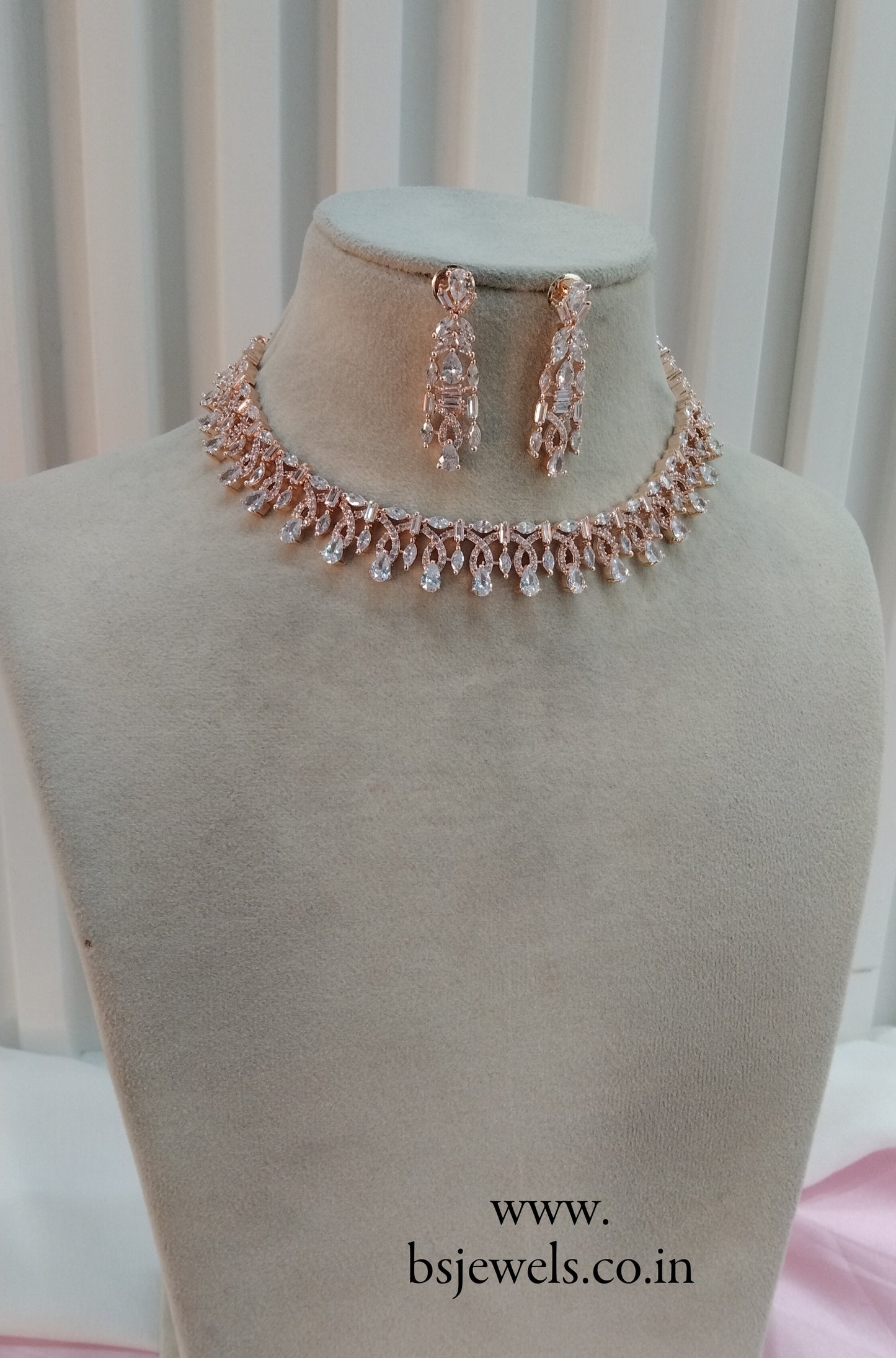 White Rose CZ Necklace Jewellery Bishan Set