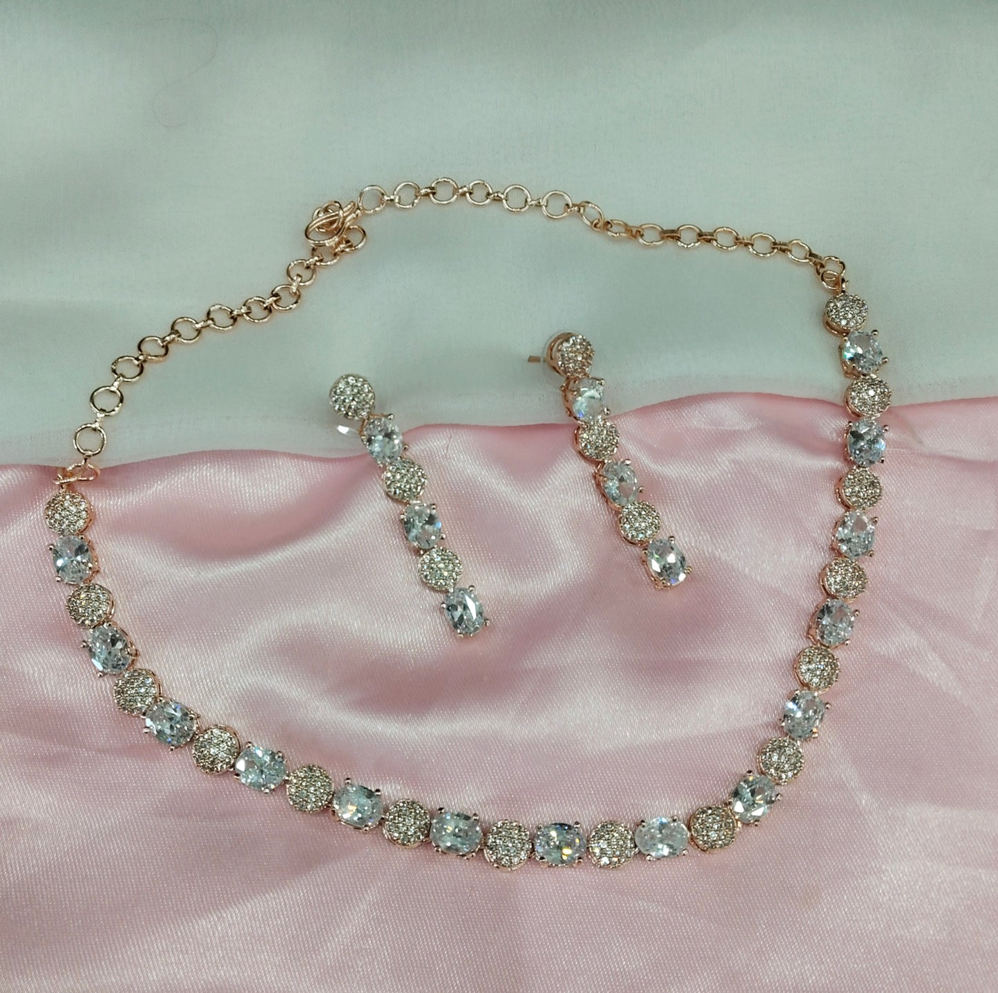 White Rose CZ Necklace Jewellery Tiktok Set