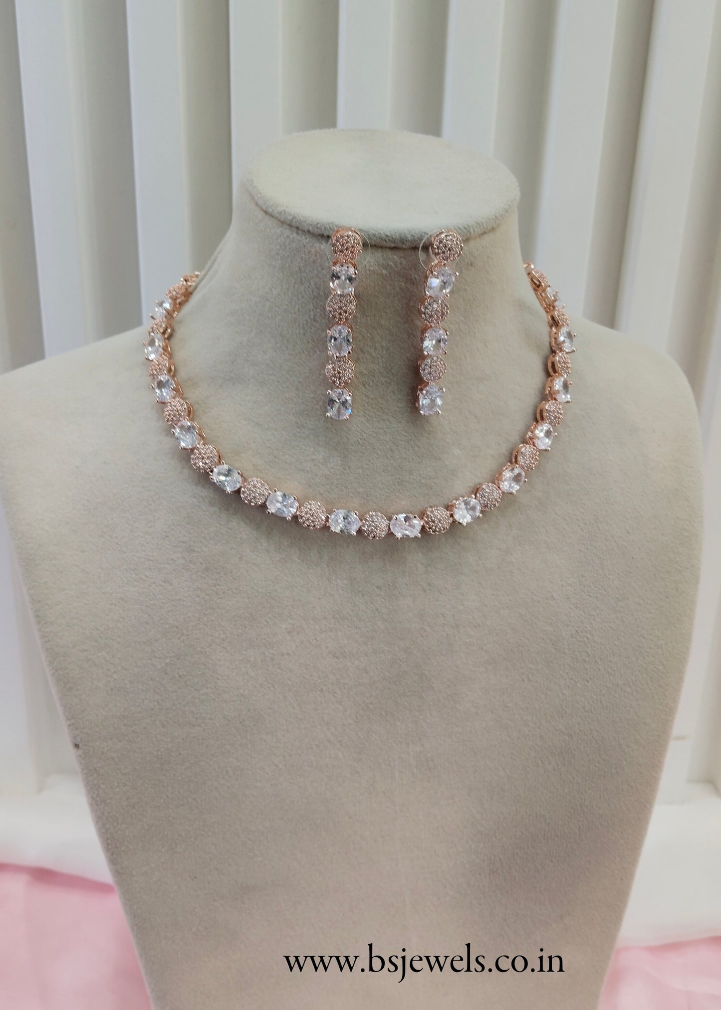 White Rose CZ Necklace Jewellery Tiktok Set