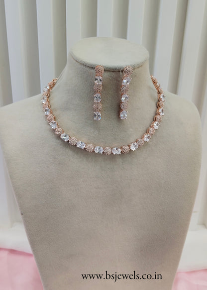 White Rose CZ Necklace Jewellery Tiktok Set