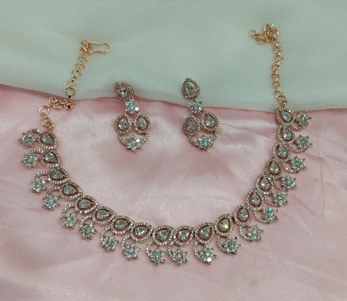 White Rose CZ Necklace Jewellery Bay Shore Set