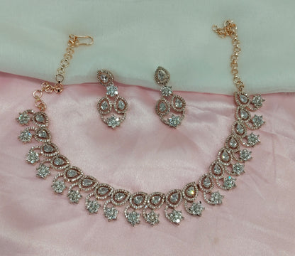 White Rose CZ Necklace Jewellery Bay Shore Set
