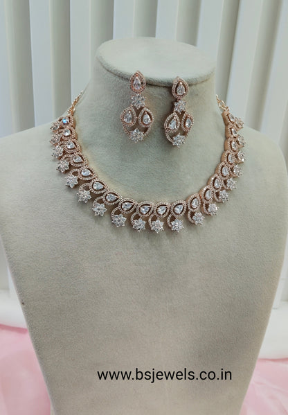 White Rose CZ Necklace Jewellery Bay Shore Set