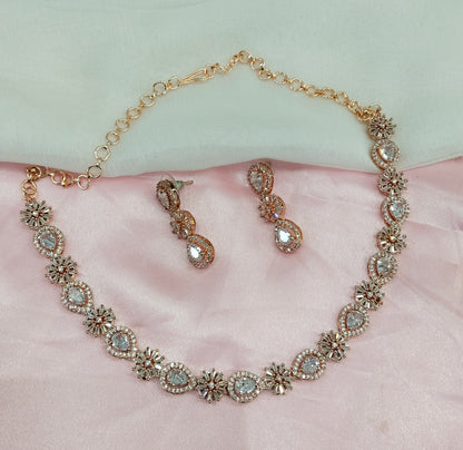 White Rose CZ Necklace Jewellery Bay Shore Set