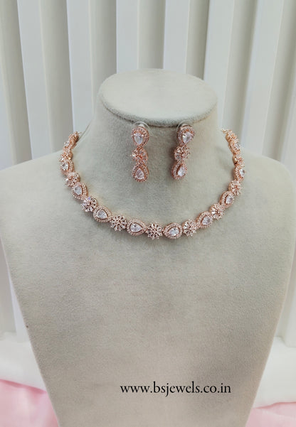 White Rose CZ Necklace Jewellery Bay Shore Set