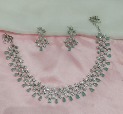 Sea Green Silver CZ Necklace Jewellery Levittown Set