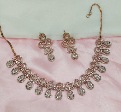 White Rose CZ Necklace Jewellery Levittown Set