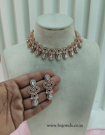 White Rose CZ Necklace Jewellery Levittown Set