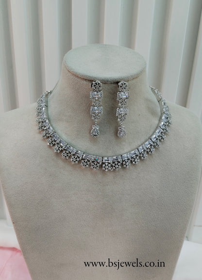 White Silver CZ Necklace Jewellery Levittown Set