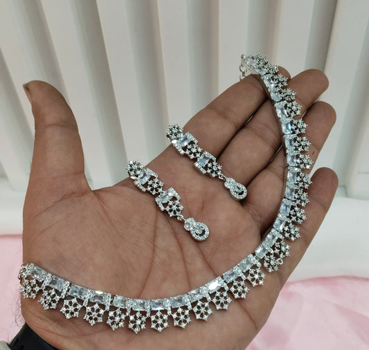 White Silver CZ Necklace Jewellery Levittown Set