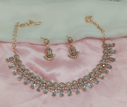White Rose CZ Necklace Jewellery Ava Set