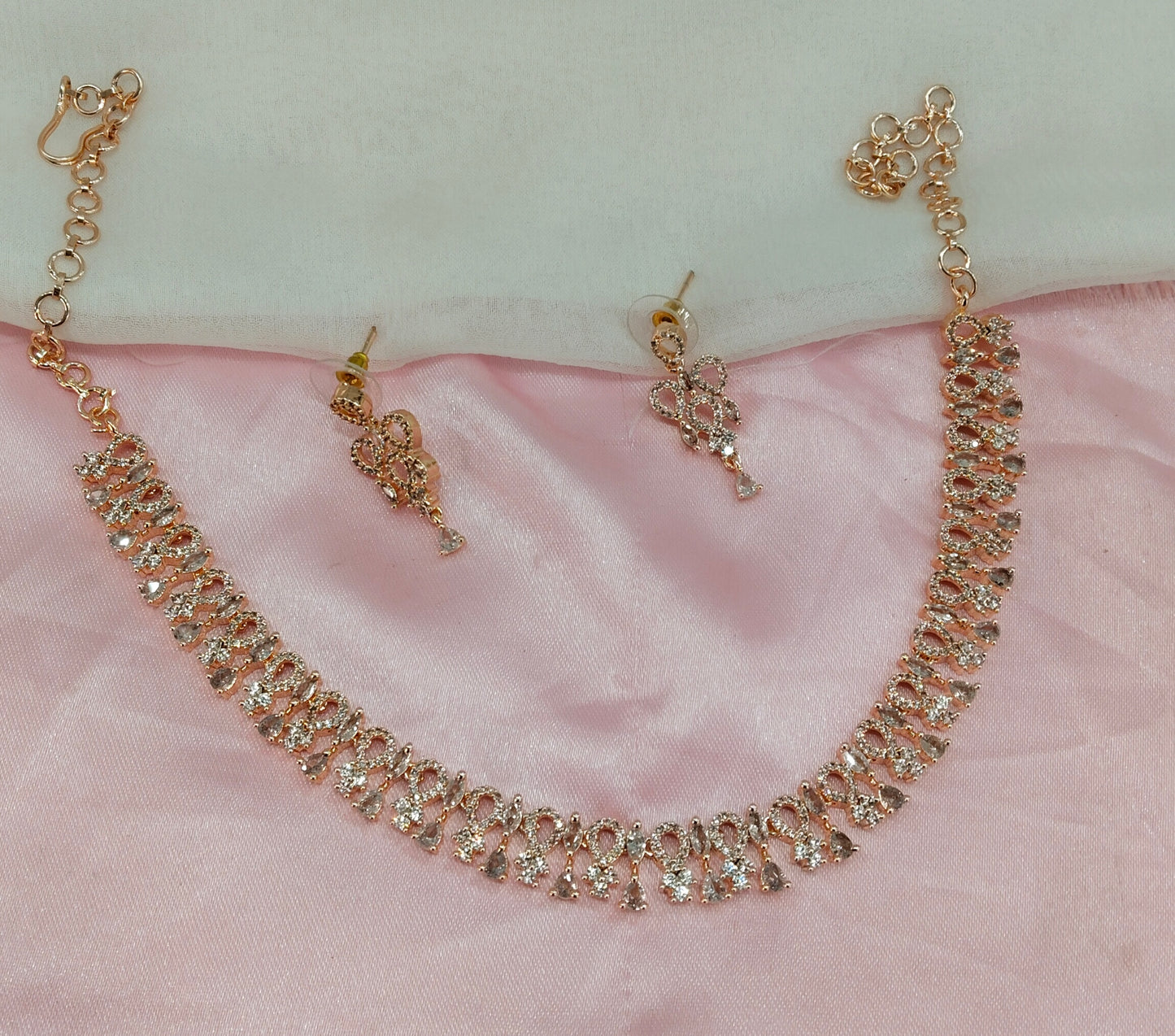 White Rose CZ Necklace Jewellery Laredo Set