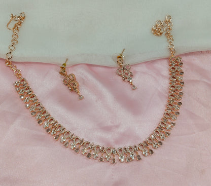 White Rose CZ Necklace Jewellery Laredo Set
