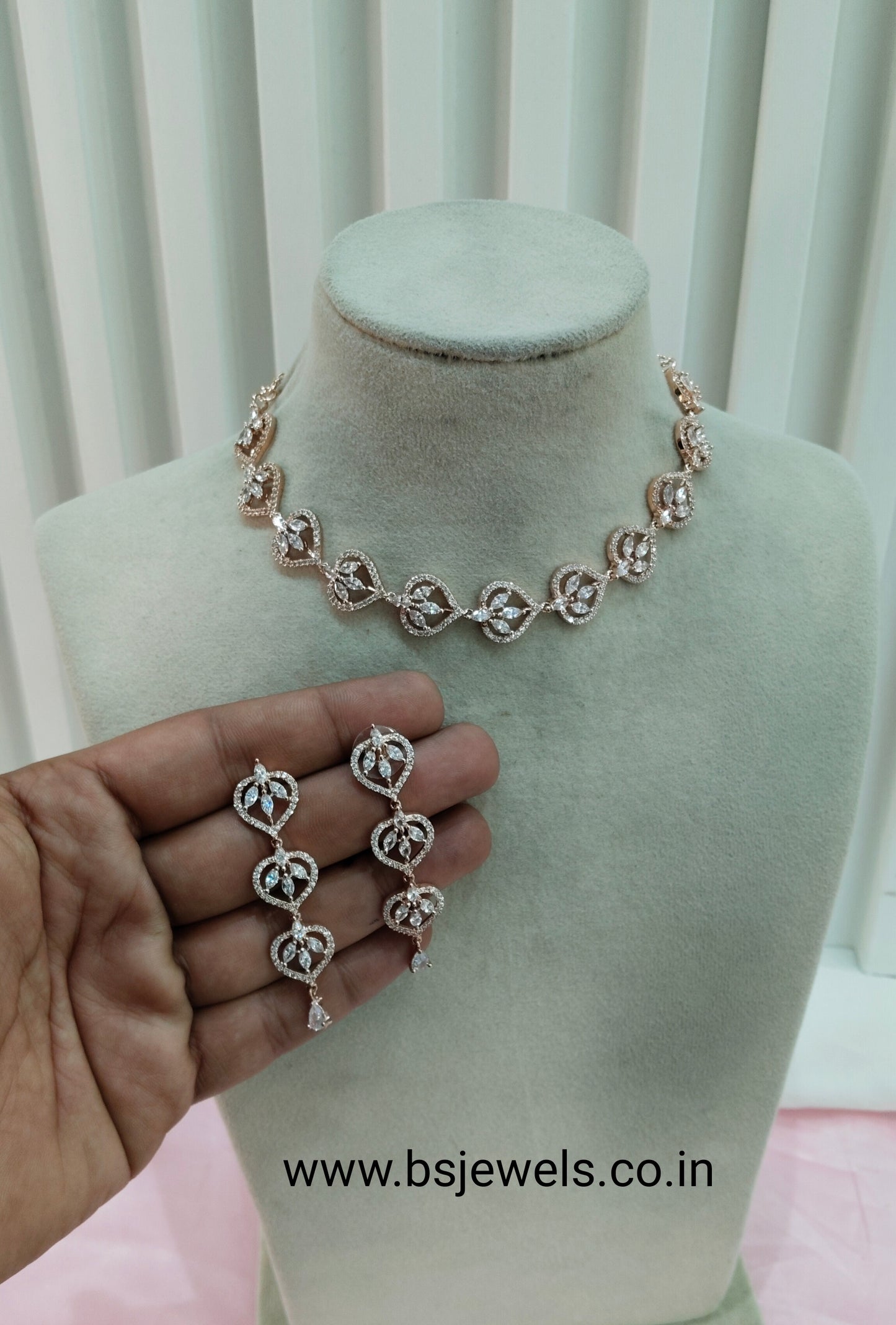 White Rose CZ Necklace Jewellery Namo Set