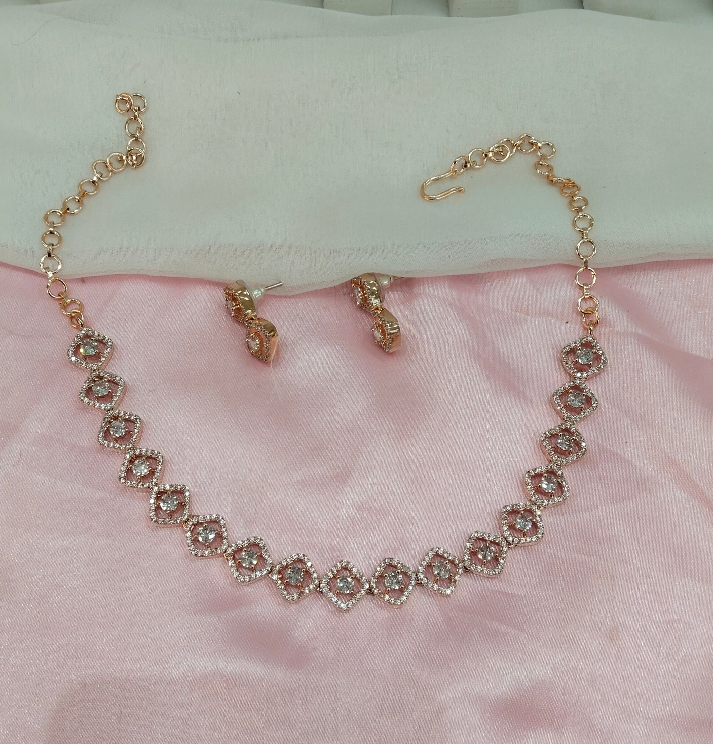White Rose CZ Necklace Jewellery Love Set
