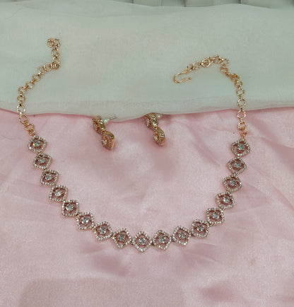 White Rose CZ Necklace Jewellery Love Set