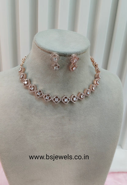 White Rose CZ Necklace Jewellery Love Set