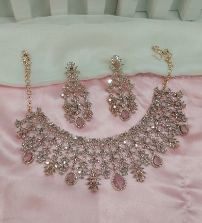 Pink Rose CZ Necklace Jewellery Phillipsburg Set