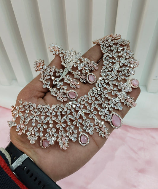 Pink Rose CZ Necklace Jewellery Phillipsburg Set