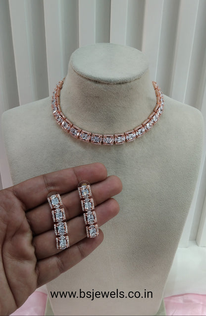 White Rose CZ Necklace Jewellery Glen Falls Set