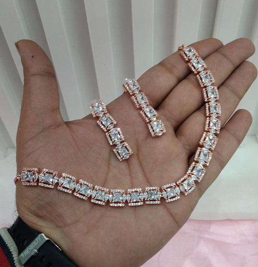 White Rose CZ Necklace Jewellery Glen Falls Set