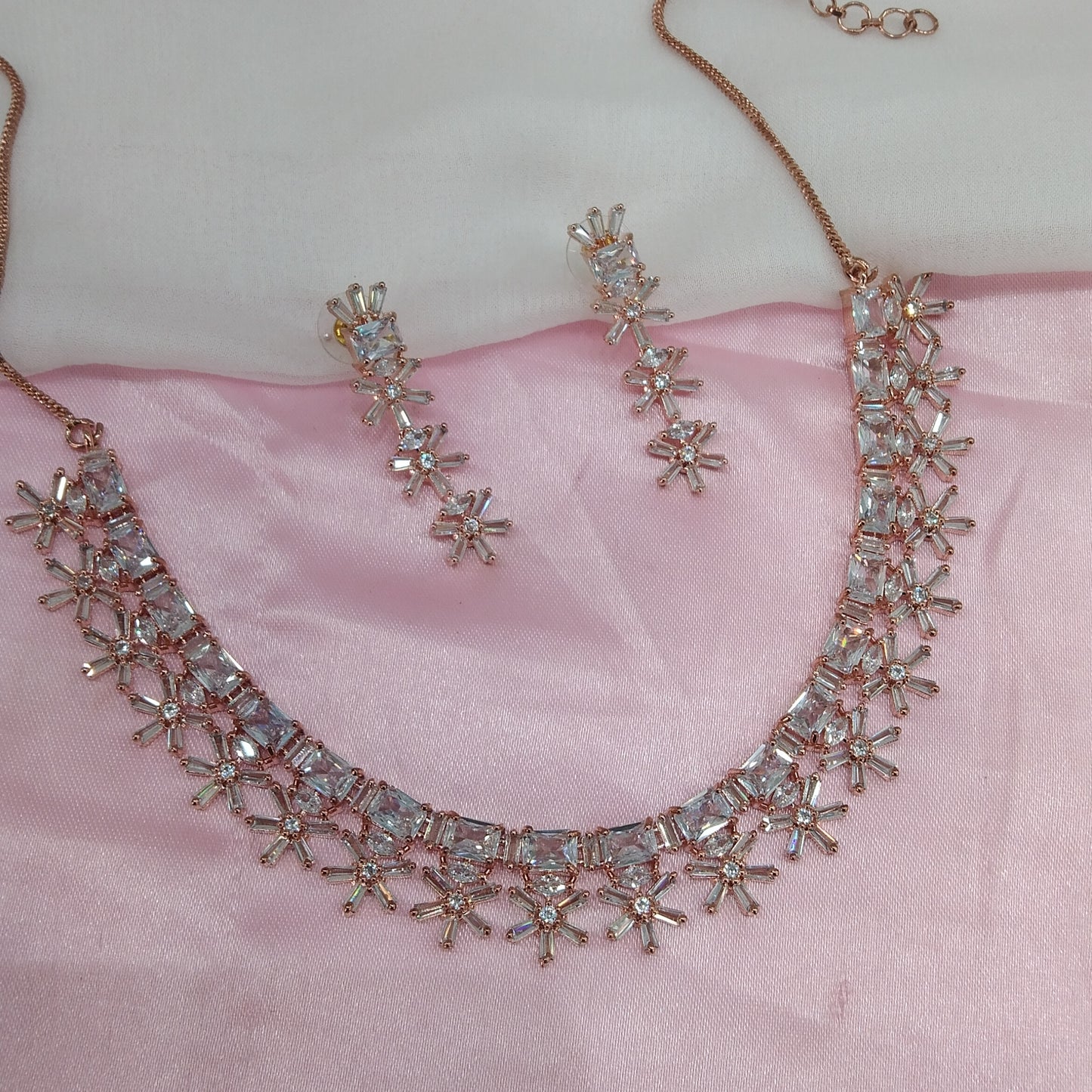 White Rose CZ Necklace Jewellery Glen Falls Set