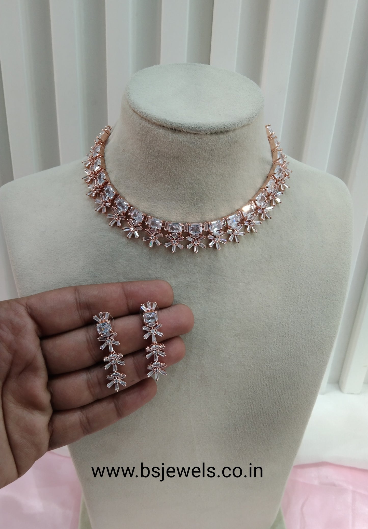 White Rose CZ Necklace Jewellery Glen Falls Set