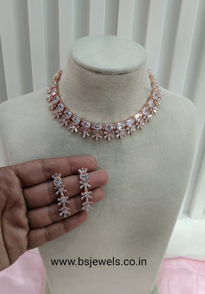 White Rose CZ Necklace Jewellery Glen Falls Set