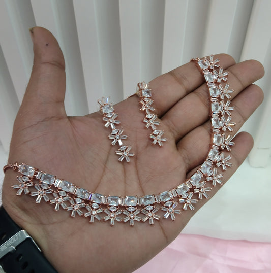 White Rose CZ Necklace Jewellery Glen Falls Set