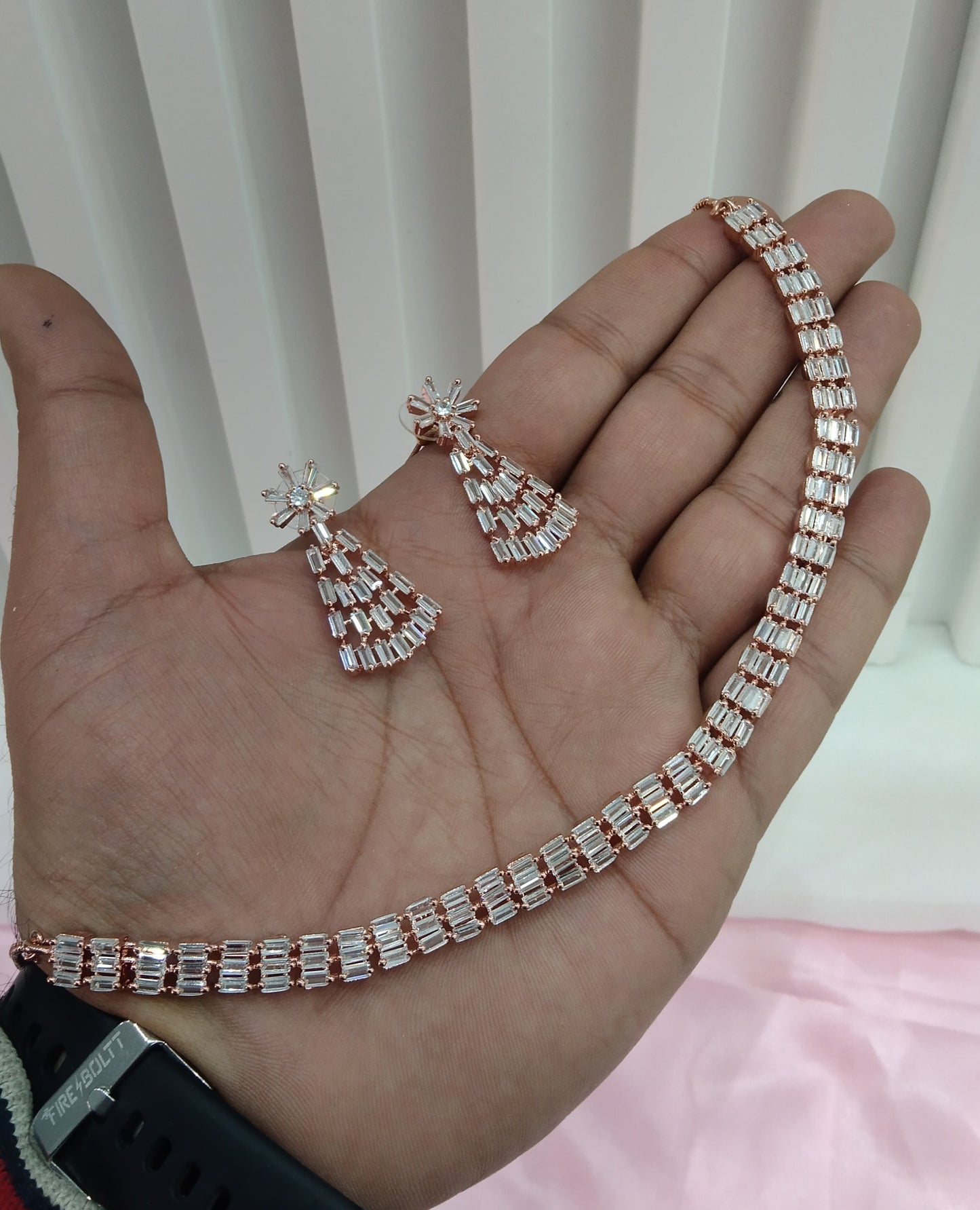 White Rose CZ Necklace Jewellery Glen Falls Set