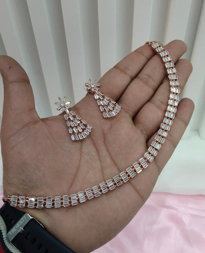 White Rose CZ Necklace Jewellery Glen Falls Set