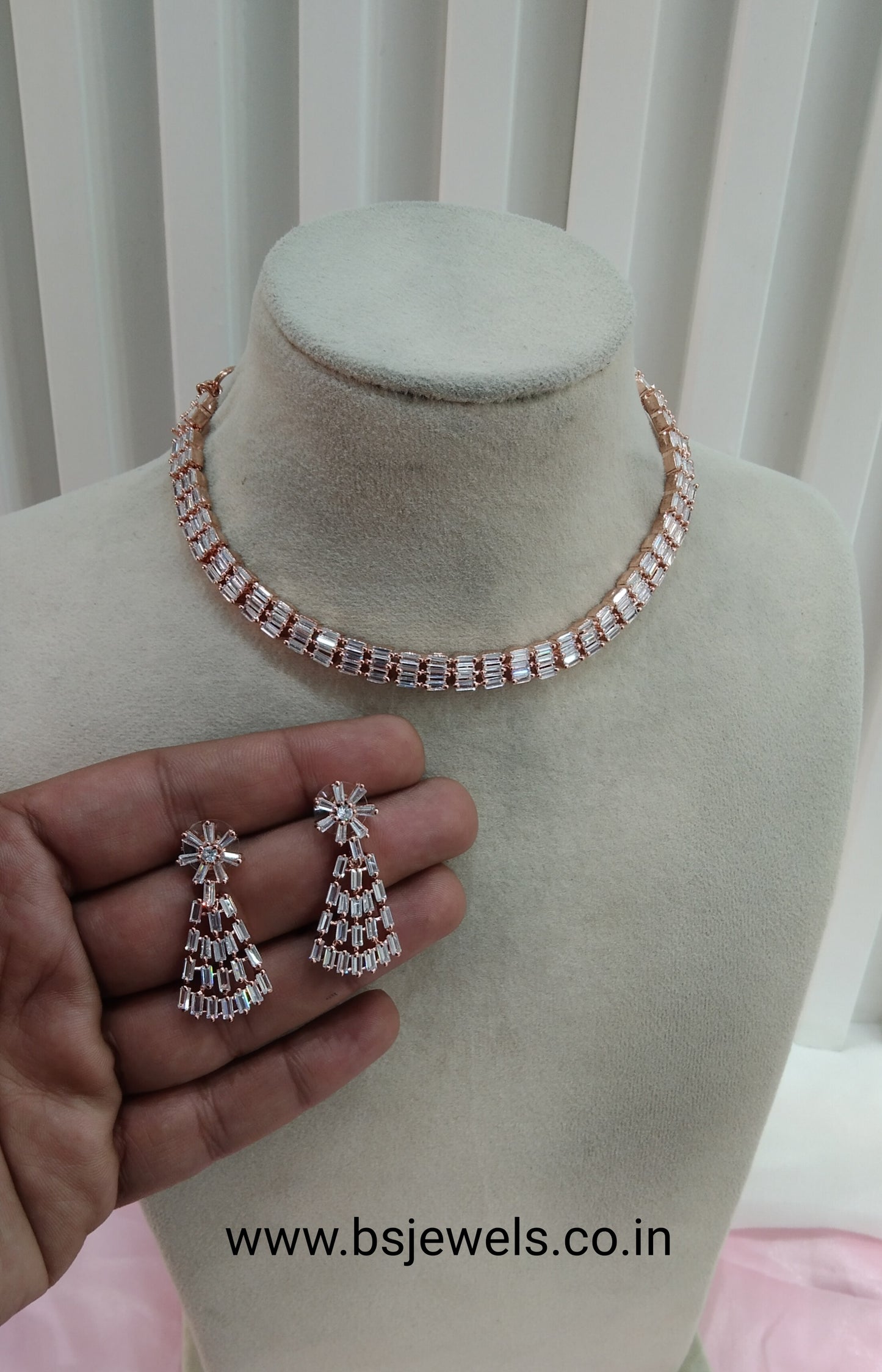 White Rose CZ Necklace Jewellery Glen Falls Set