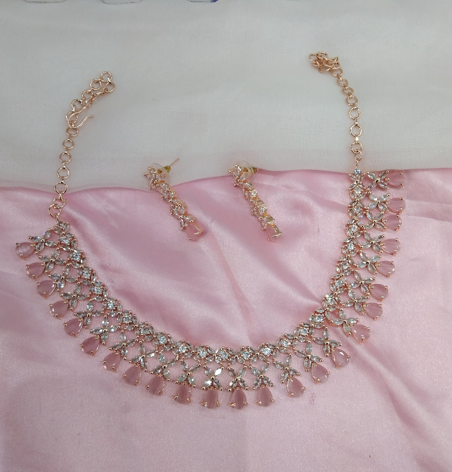 Pink Rose CZ Necklace Jewellery Oxnard Set