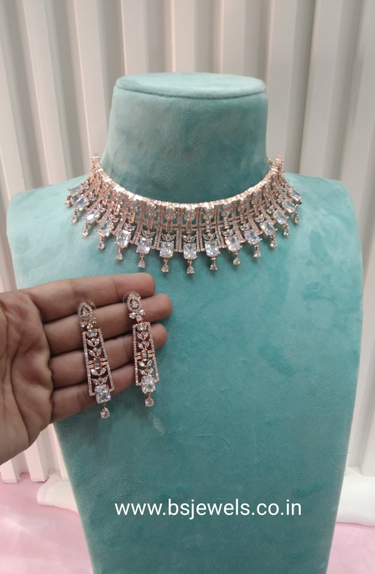 White Rose CZ Choker Jewellery Nyack Set