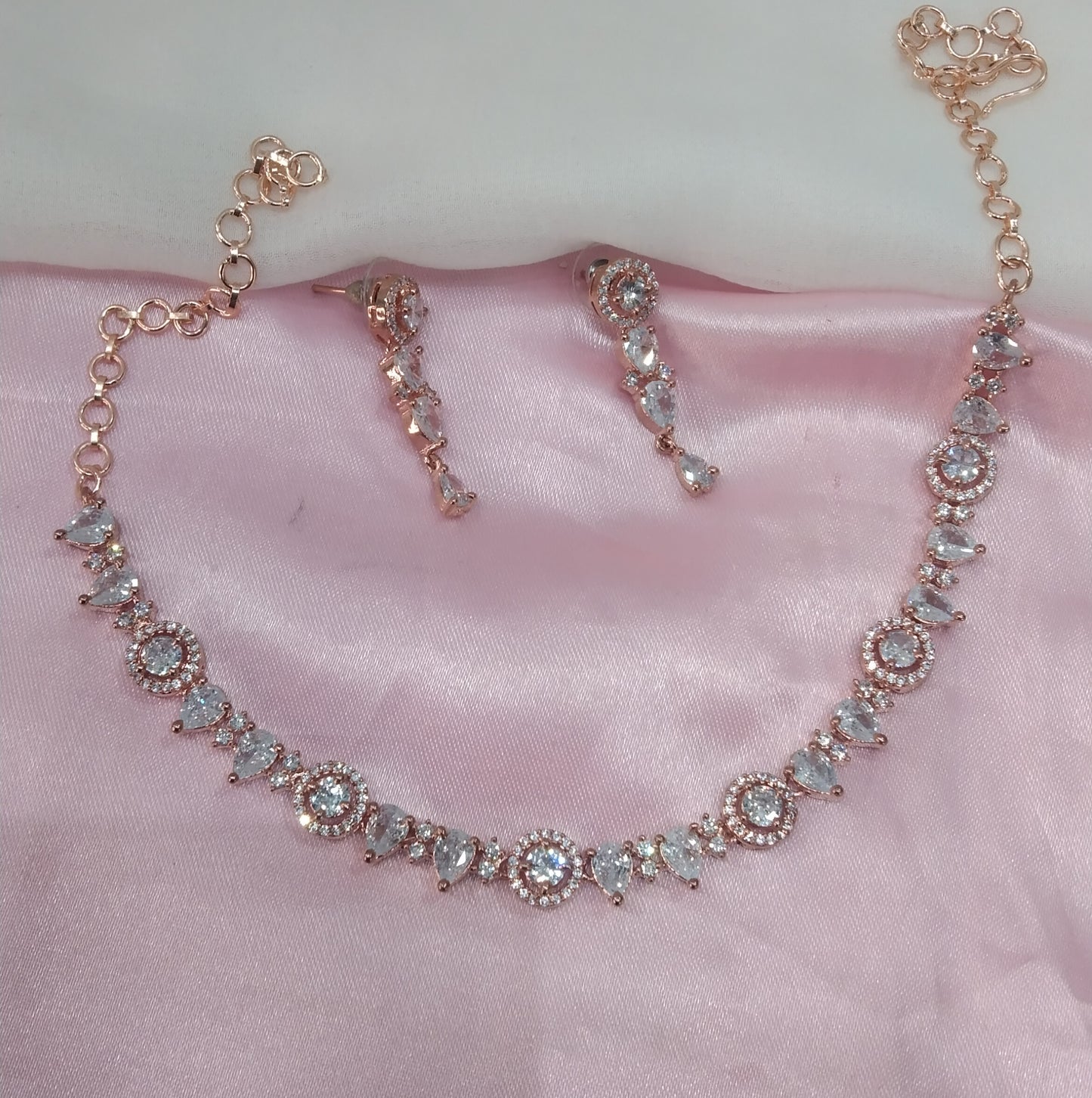 White Rose CZ Necklace Jewellery David Set