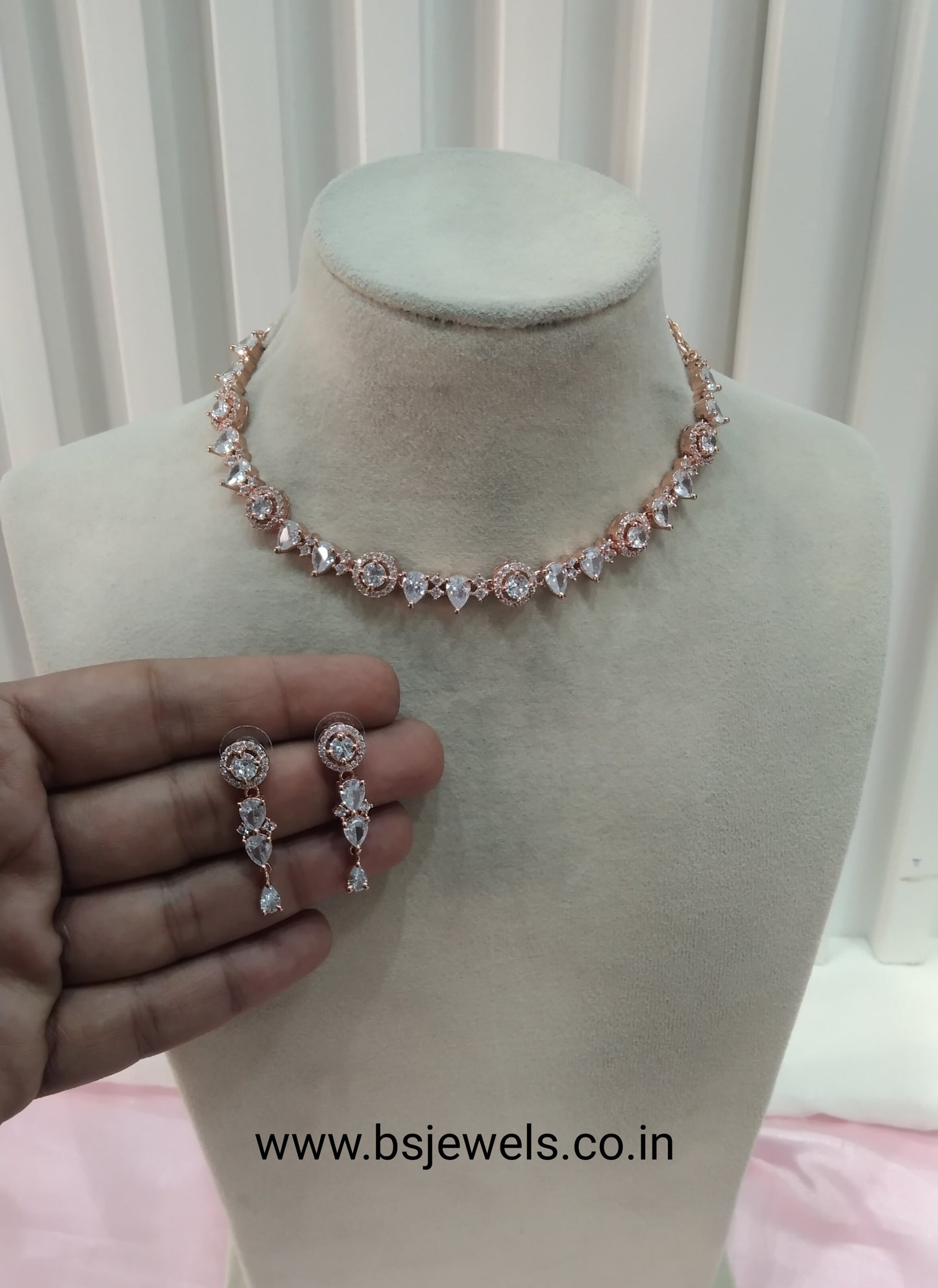 White Rose CZ Necklace Jewellery David Set