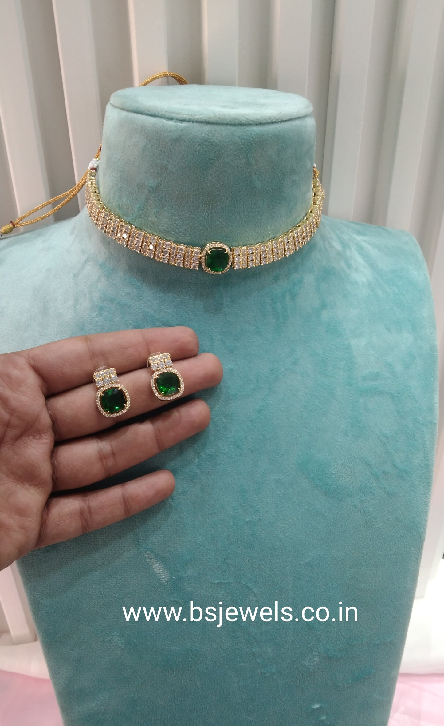 Green Gold CZ Choker Jewellery Sita Set
