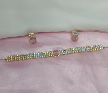 Pink Gold CZ Choker Jewellery Sita Set
