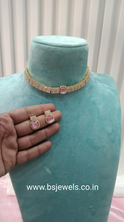 Pink Gold CZ Choker Jewellery Sita Set