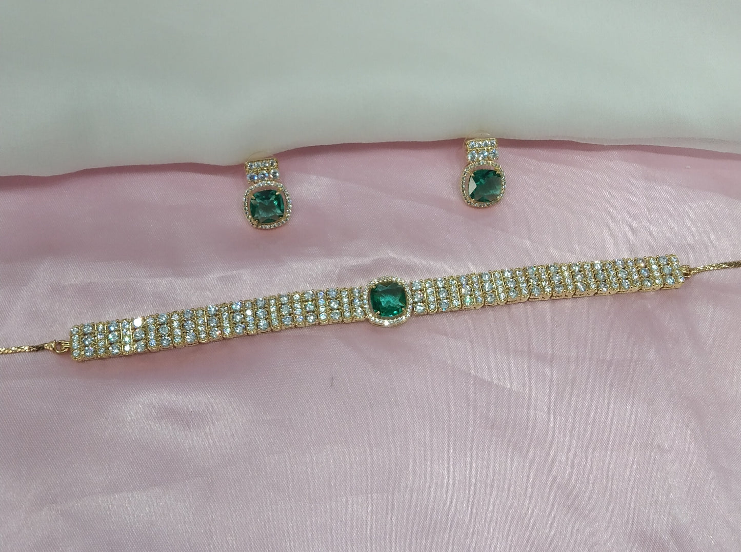 Green Gold CZ Choker Jewellery Sita Set