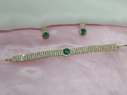 Green Gold CZ Choker Jewellery Sita Set