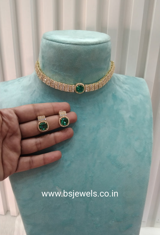 Green Gold CZ Choker Jewellery Sita Set