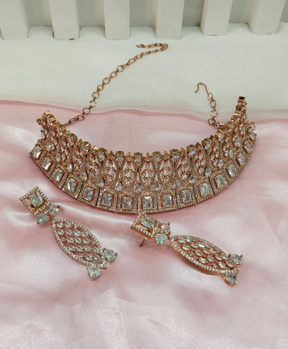 White Rose CZ Choker Jewellery Oceanside Set