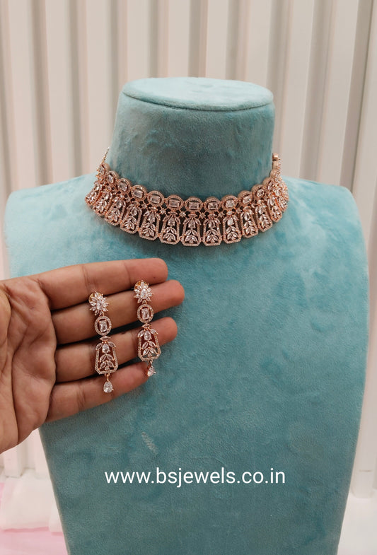 White Rose CZ Choker Jewellery Oceanside Set